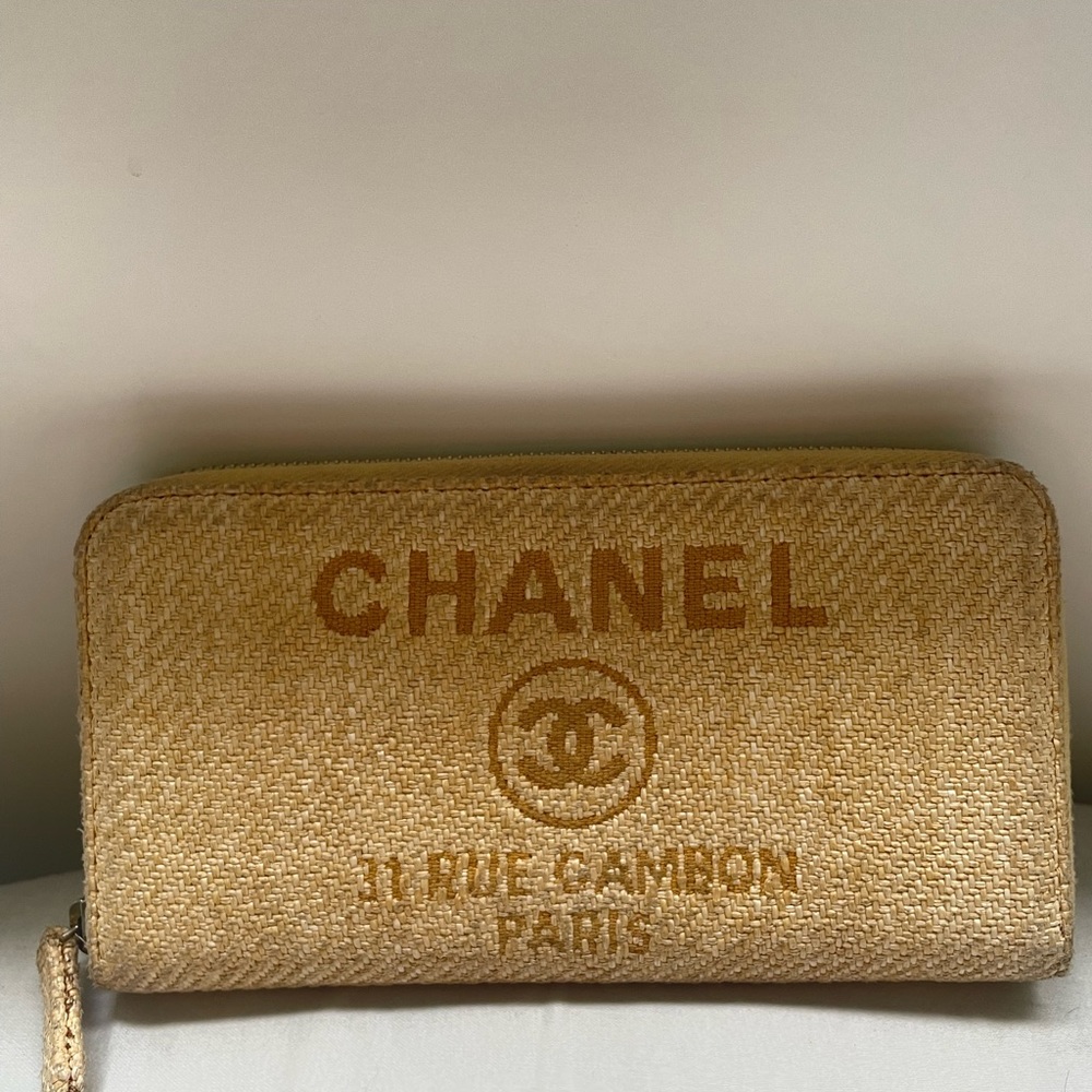Chanel Tweed Deauville zip around long wallet, collection by Karl Lagerfeld